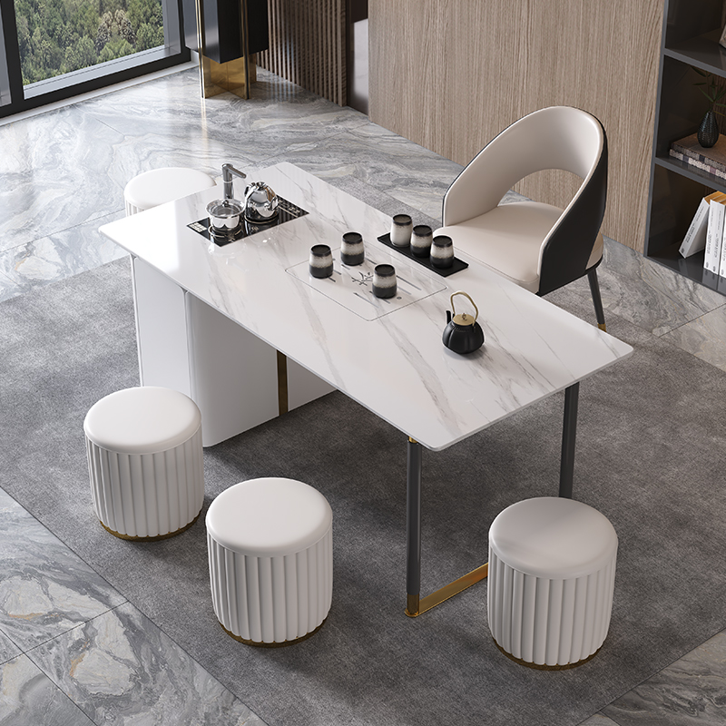 Tea table tea set set set one office style tea table chair combination light luxury Rock board tea table living room balcony tea table