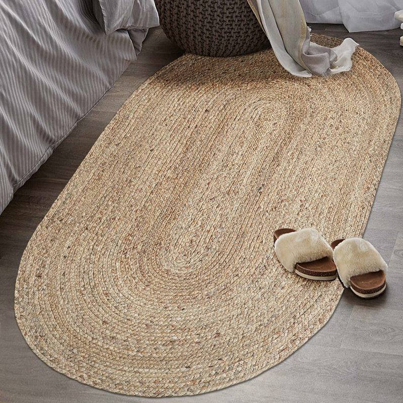 Phil's new product simple French Nordic handmade grass weaving water reed carpet oval living room coffee table bedroom customization