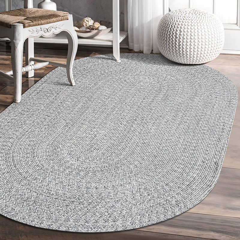 Phil House Simple Japanese Linen Gray Cotton Carpet Small House Oval Tea Several Pads Bedroom Next Blanket