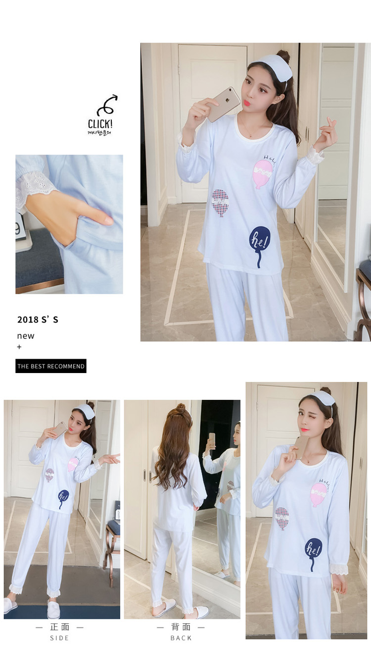 Mùa xuân và mùa thu áo ngực dài tay với đồ ngủ cotton nữ phiên bản Hàn Quốc với áo ngực nữ miễn phí mặc đồ lót mẫu phục vụ nhà đồ ngủ thu đông cho nữ