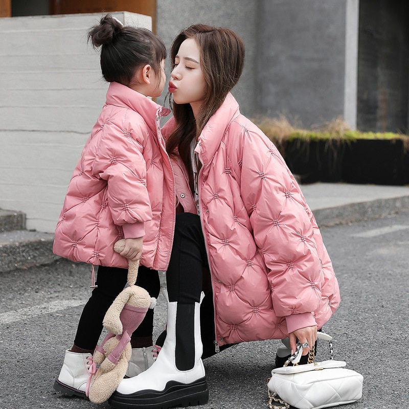 Parent-child down jacket lightweight mother and daughter fried street cotton jacket winter warm jacket 2021 new girl's Western style cotton jacket