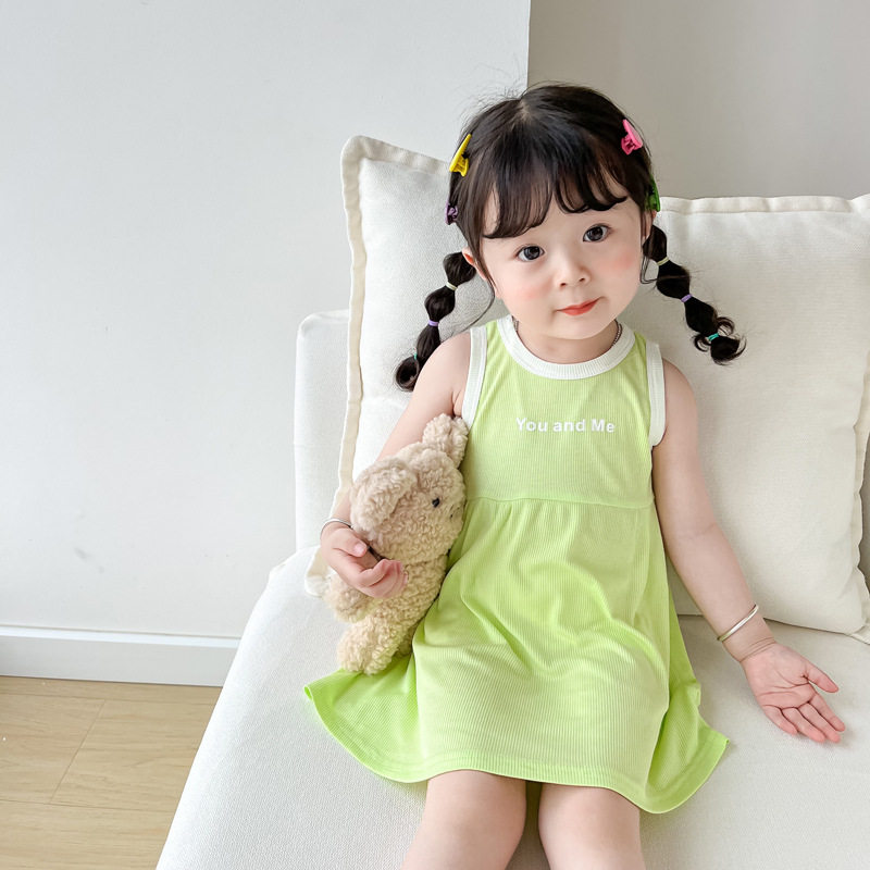 Girl Hanging Vest Summer Model Dress Female Baby Gas New Fashion Non-sleeveless Cool Dress Blown