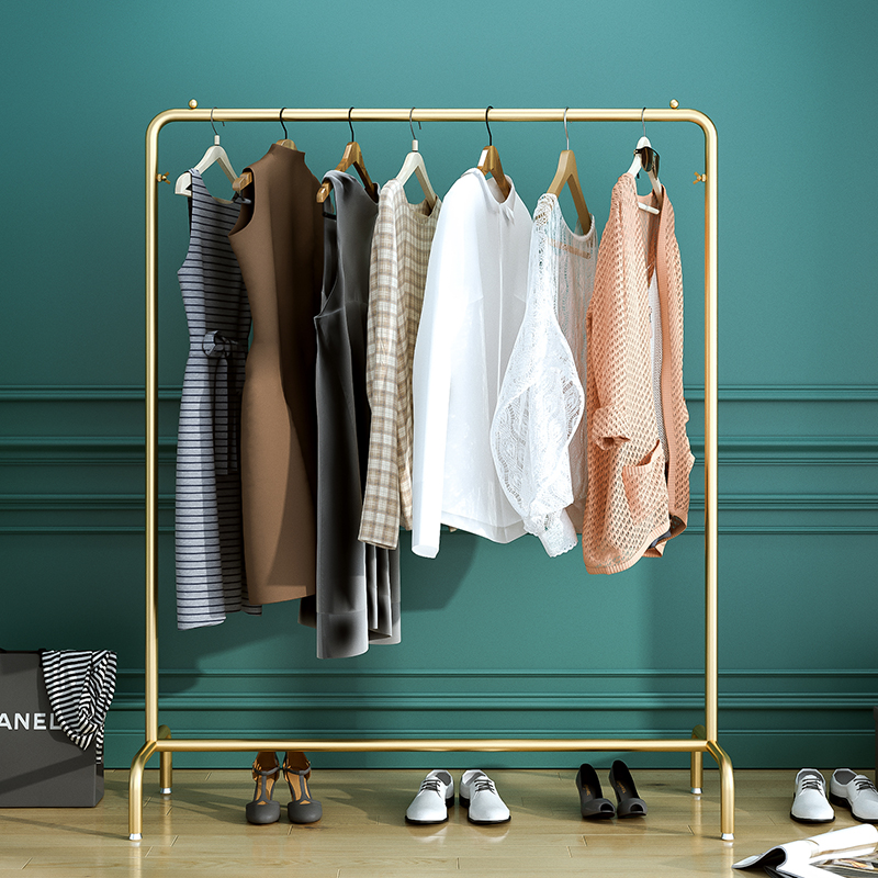 Simple clothes rack Folding floor coat rack hanger single rod small indoor net red household bedroom light luxury