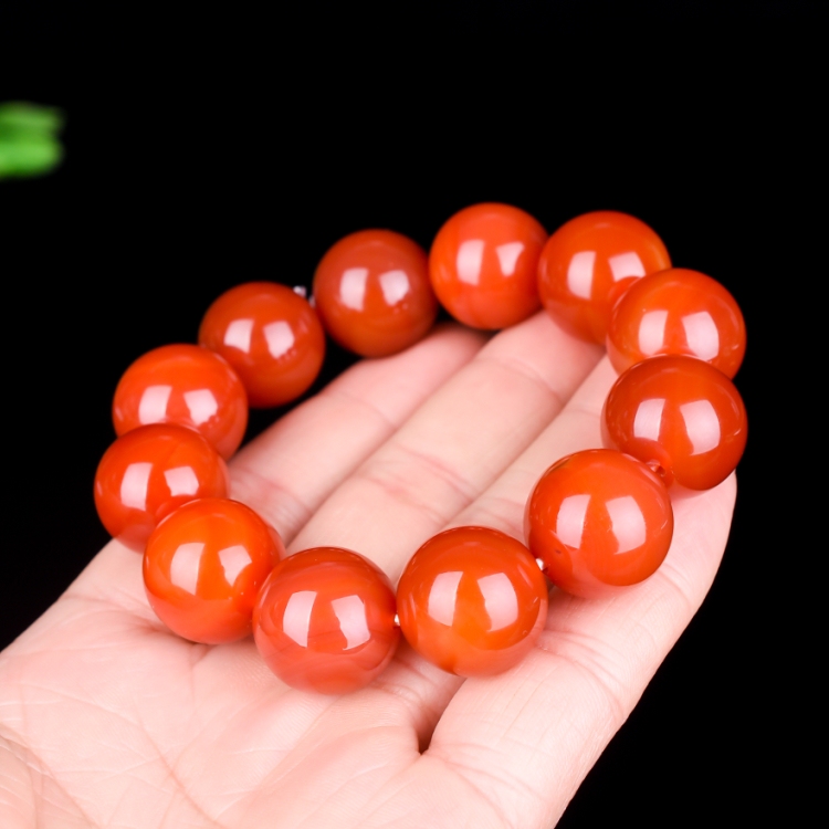 Natural Carnelian Agate Bracelet, Red Agate Bracelet, Zodiac Year Couple Style, Red and Fire Bracelet 18mm