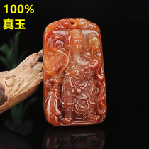 Finely carved yellow dragon jade Guan Gong pendant mens necklace jade brand Guan Erye Wu Wealth God pendant mens domineering pendant