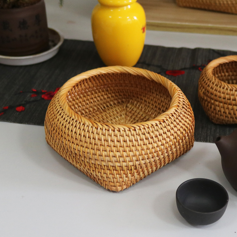 Autumn Rattan Beauty Vietnamese Rattan Collection Basket Containing Box Fields Garden Wind Chinese Woven Basket Makeup and Chess Basket