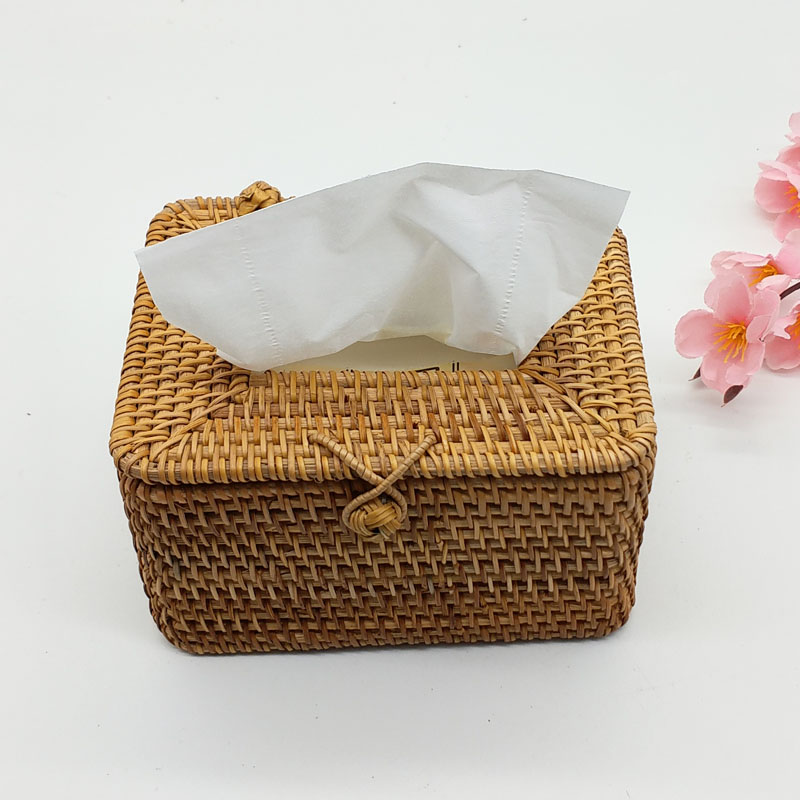 Handmade vine-made paper towel box Living room Chinese style Bedroom napkin box on-board multifunction toilet paper box Large number Vietnamese chetto