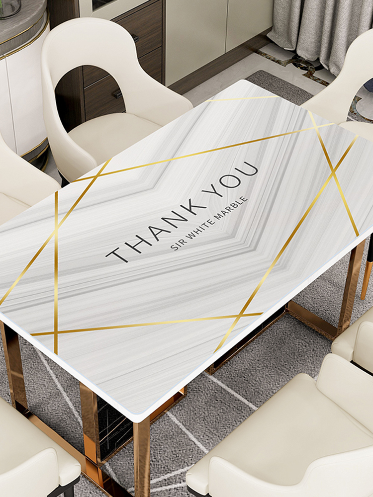 Nanjiren Table Mat Imitation Marble Printing Soft Glass Tablecloth Waterproof, Oil-proof, Anti-scalding, Disposable Tea Table Pad Tablecloth