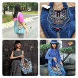 Этнический ретро джинсовый рюкзак, вместительная и большая универсальная сумка через плечо на одно плечо, этнический стиль, надевается на плечо