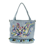 Этническая портативная джинсовая сумка через плечо, вместительная и большая модная сумка на одно плечо, этнический стиль, с вышивкой