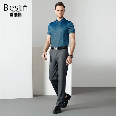 BESTN bastion chính thức 2018 mùa hè người đàn ông mới của cotton lụa thoải mái kinh doanh bình thường ngắn tay áo polo áo polo dài tay Polo
