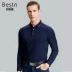 Áo thun cotton Shield Shield POLO 2018 thu đông mới kinh doanh bình thường Slim thoải mái vuông dài tay áo thun nam # aso polo Polo