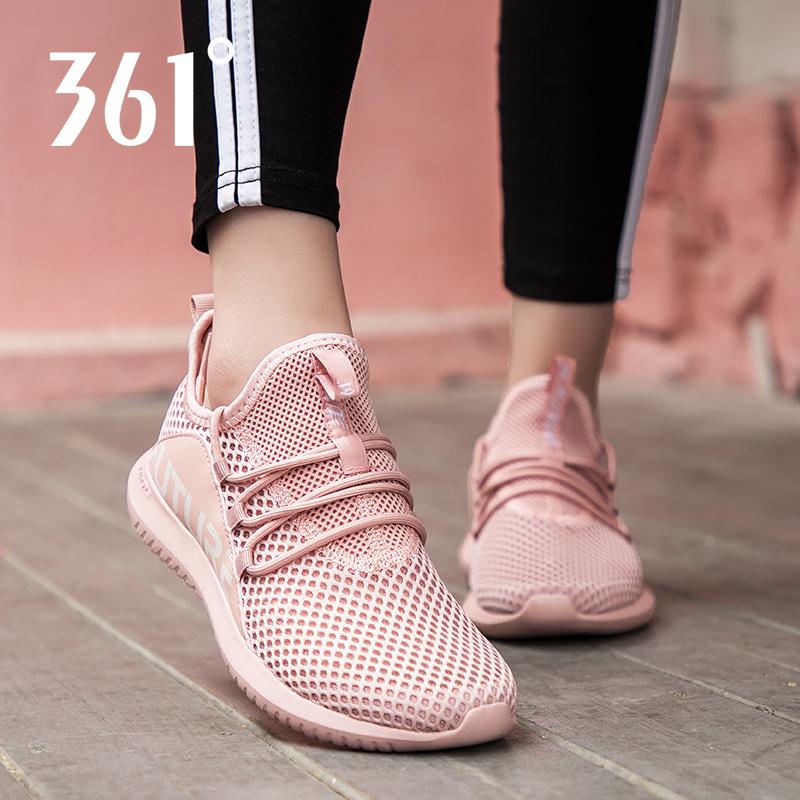 361 Women Shoes Sneakers 2022 Summer New 361 Degrees Net Face Breathable Casual Shoes Students Pink Running Shoes