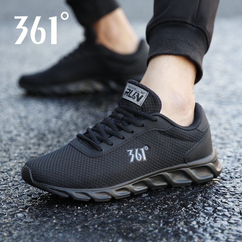 361 Men's Shoes Sneakers Winter 361 Degree Mesh Breathable Men's Casual Shoes Black Leather Size Running Shoes