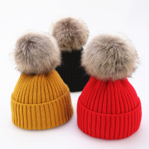 Baby hat Autumn and winter baby wool hat big hair ball 1-2 years old 3 Trendsetter boy girl child winter childrens knitted hat