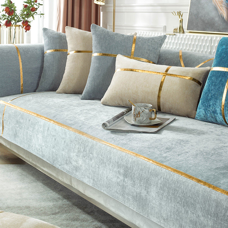 Real leather sofa cushion light and luxurious snow Neil Four Seasons universal non-slip minimalist modern high-end seat cushion cover towel Gaib