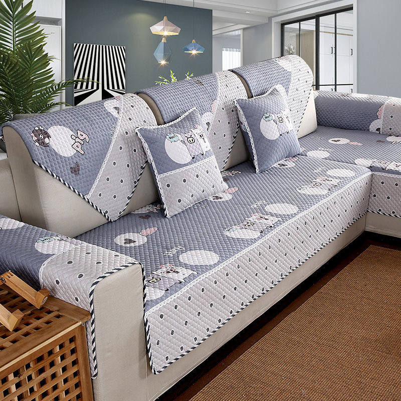 Sofa mat four seasons Universal Anti-Slide Nordic Simple Pure Cotton with Backscarf All-inclusive Universal Cotton Shelf