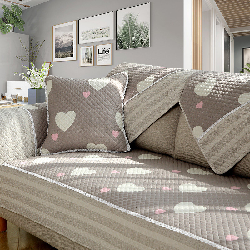 Sofa cushion fabric cotton simple modern 1 2 3 combination set universal three-seater living room universal sofa cover