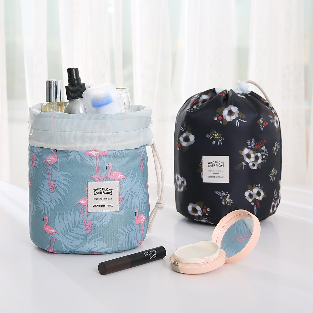 New travel drawstring cosmetic bag plus cotton storage bag portable thickening finishing bag large-capacity cylindrical wash bag