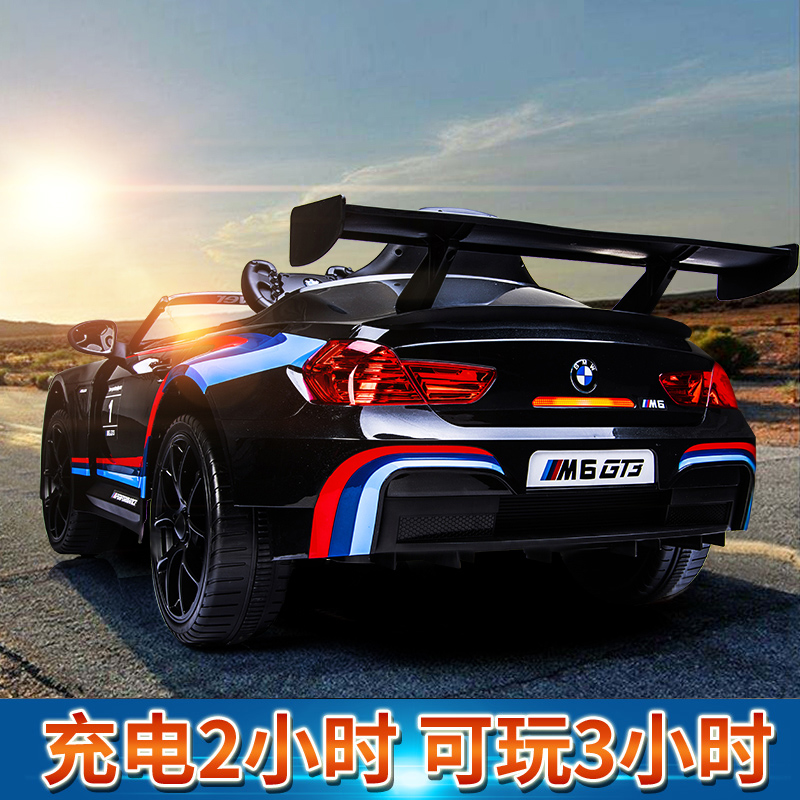 BMWM6 children's electric car four-wheeled car with remote control baby child toy car can sit on the baby stroller