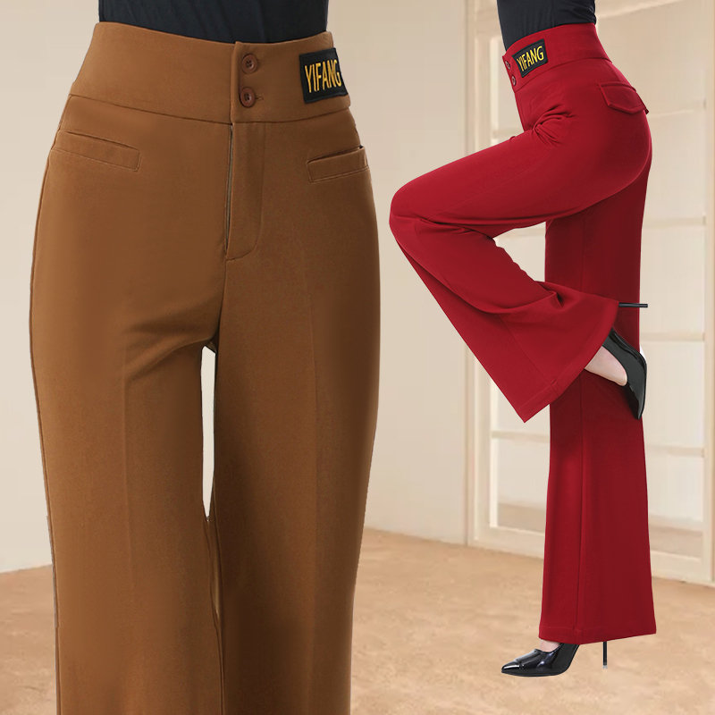 National Standard Modern Dance Pocket Pants, Ballroom Dance Pants, Dance Pants, Stretchy Dance Flared Pants, Latin Dance Women's Pants, New Style