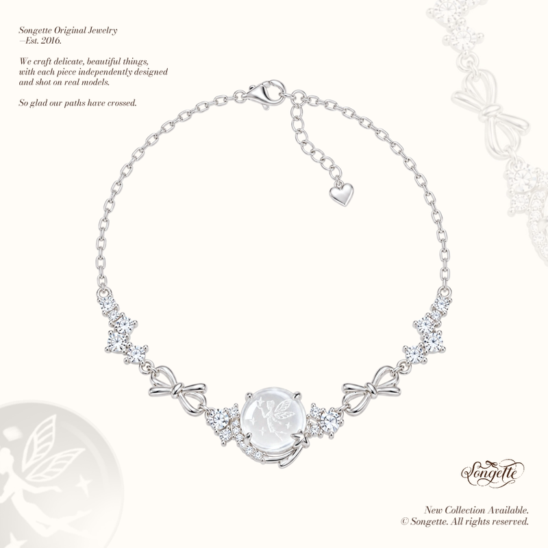 "Elf Dream Series" Original Natural White Crystal Super Fairy-Like Bow Exquisite Versatile Pearl Bracelet for Women "Elf Dream Series" Original Natural White Crystal Super Fairy-Like Bow Exquisite Versatile Pearl Bracelet for Women