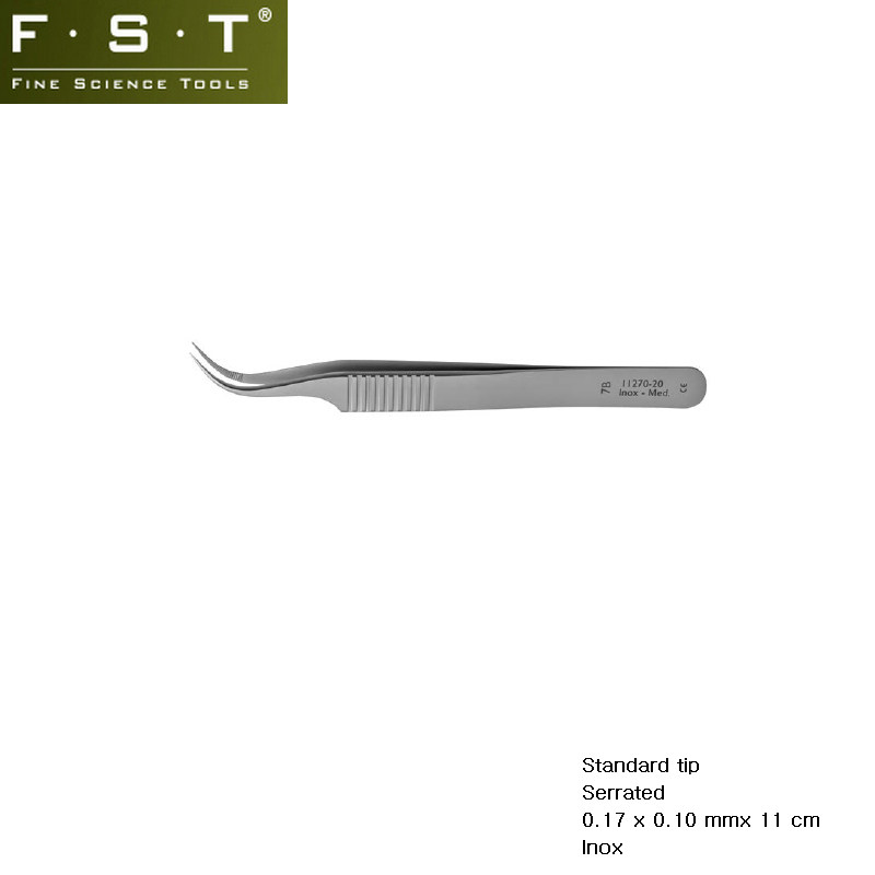 FST镊子11270-20 FST动物解剖器械 弯头解剖镊子 Dumont镊子7B