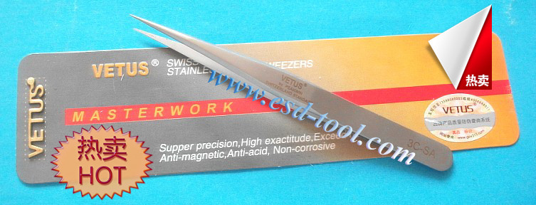 VETUS TWEEZERS 3C-SA 超硬磨砂型镊子 防磁耐酸 特尖镊子