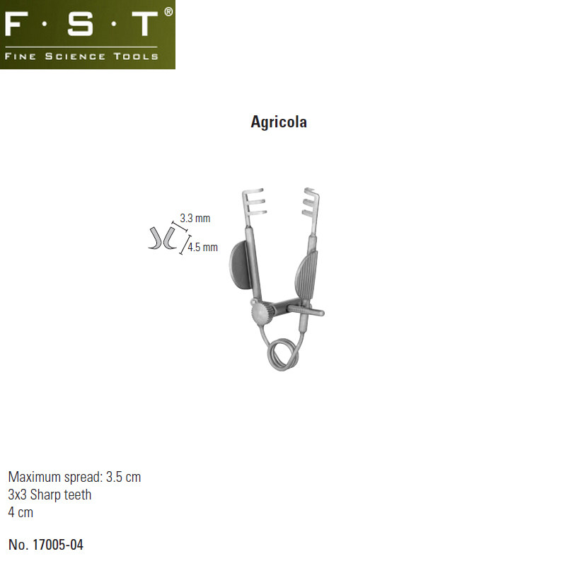 Agricola撑开器17005-04 3x3尖齿牵开器-4cm 小白鼠撑开器
