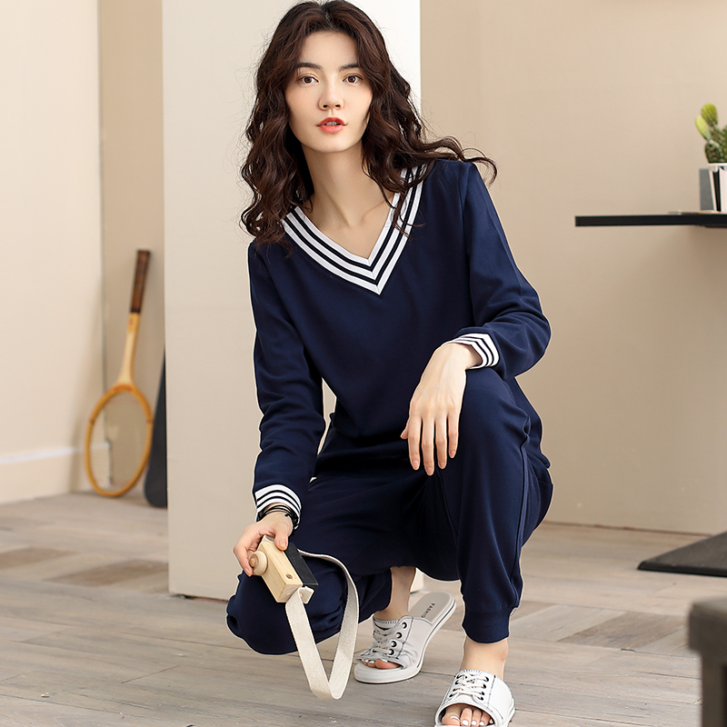 2023 New extras in pyjamas ladies spring and autumn in pure cotton long sleeves fall sports Home Clothing Thin Suit-Taobao