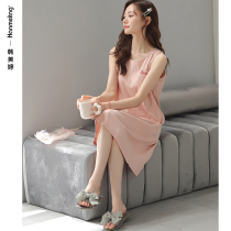 Nightdress womens summer cotton thin tank top 2022 new summer sleeveless skirt student oversized cotton pajamas