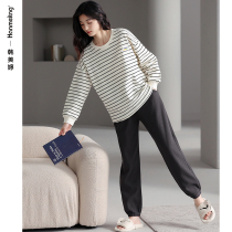 Pajamas Ladies Spring and Autumn Long Sleeve Cotton Plus Size Homewear 2022 New Stripe Can Wear Fall Winter Suit