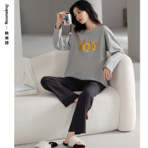 Pajamas Ladies Spring  Autumn 2022 New Waffle Long Sleeve Cotton Home wear Fall Winter Casual Plus Size Set