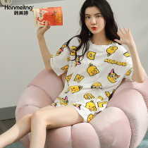 Modale Pajamas Woman Summer Thin style short sleeves Two suits 2021 New wave loose cute Korean version Home Home Clothes