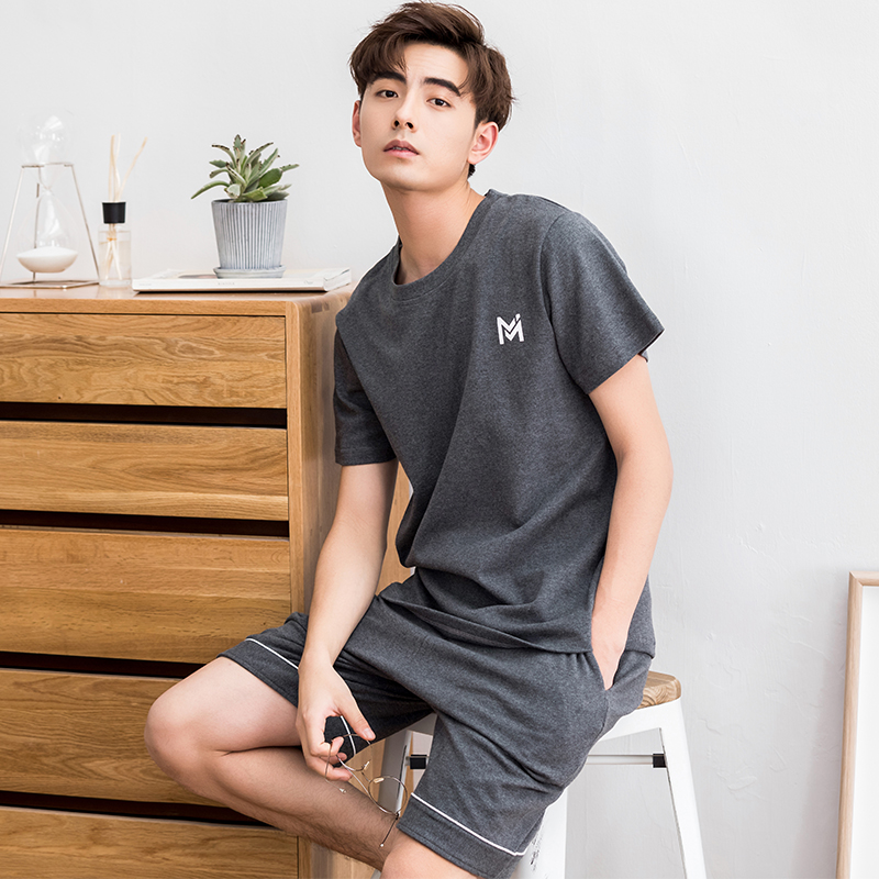 Xinjiang cotton pajamas men summer pure cotton short sleeve teen men summer thin household clothes large cotton suit