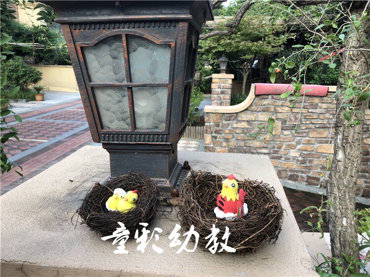 Kindergarten Huanchuang handmade creative DIY bird's nest Grass bird's nest Forest theme photo props decorate dead trees