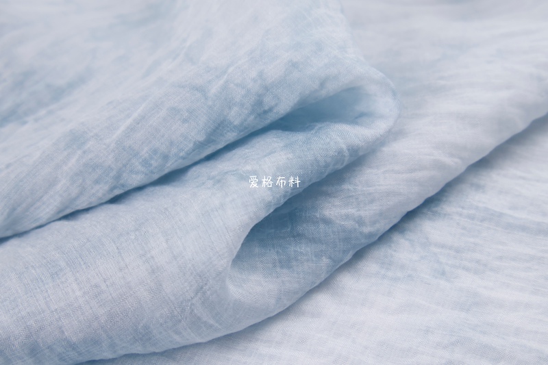Soft and Slightly Sheer Blue and White Plant-Dyed Tie-Dye Silk, Linen, Tencel, Cotton Fabric for Gauze Skirts and Hanfu Garments