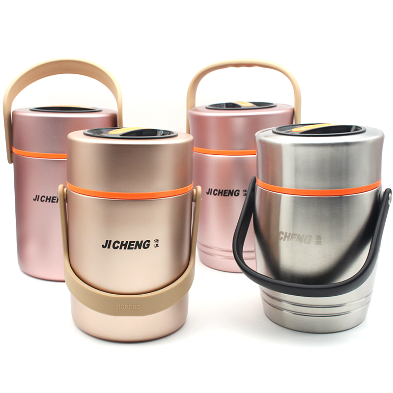 Extra-long insulation lunch box 1 person portable student office worker multilayer 304 stainless steel insulated barrel large capacity dress soup