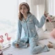 Bộ đồ ngủ nữ mùa thu dài tay dài cotton Hàn Quốc ngọt ngào nhỏ tươi phục vụ nhà nữ mùa xuân và mùa thu áo cardigan đồ bộ mặc nhà