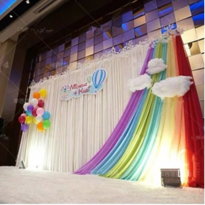 61 Children's Festival Stage Rainbow Background Wall Nursery School Commencement Event Placement Room Decoration Veil Main Curtain