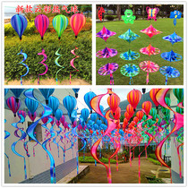 Kindergarten Huanchuang charm Rotating rainbow windmill Corridor classroom outdoor decoration Ceiling hanging colorful wind strip