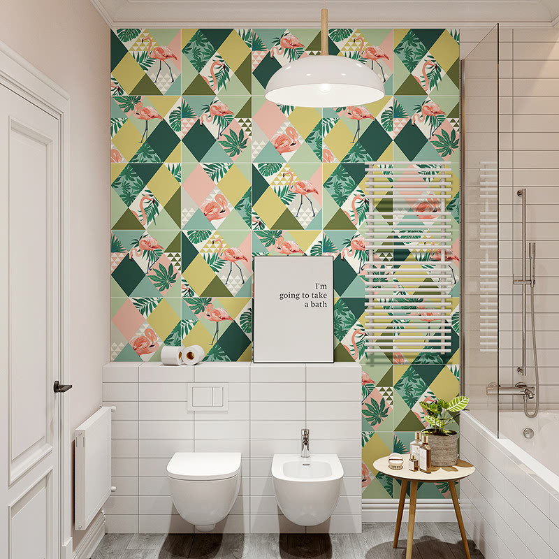 Nordic Self-adhesive Bedroom Wall Decoration Vegetal Flarebird Kitchen Makeup Room Waterproof Non-slip Floor Tile Sticker paper