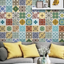 Mediterranean tile wall sticker Kitchen oil-proof sticker Bathroom tile sticker Self-adhesive wallpaper Waterproof non-slip floor sticker