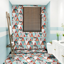 Self-adhesive wallpaper Net red ins decorative wall stickers Bathroom Kitchen bathroom waterproof non-slip floor tile stickers