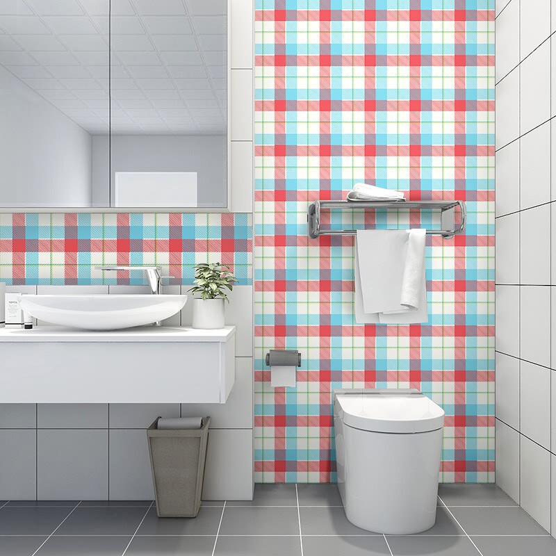 Self-adhesive creative Inn grid Kitchen Greased Makeup Room Waterproof Sticking Wall Decorative room Placement tiles sticker paper