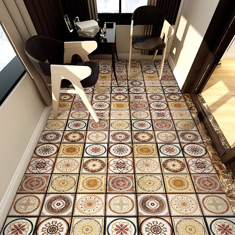 Retro Self-Sticking Living Room Balcony Floor Sticker Decoration Toilet Waterproof Anti-Slip Tile Sticker Kitchen Anti-Oil Sticker-Taobao