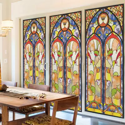 Customized European Glass stickers transparent opaque electrostatic frosted glass film stained cellophane window stickers