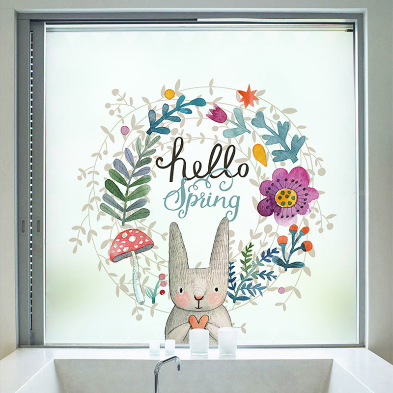Cartoon Glass Sticker Electrostatic Window Sticker Color Glass Paper Makeup Room Waterproof Sticker Electrostatic Glass Cling Film