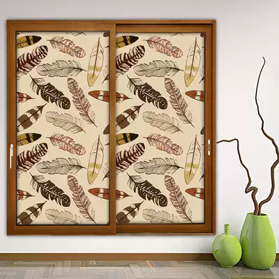 European style vintage colorful church Glass stickers art frosted translucent electrostatic doors and windows Glass stickers window paper