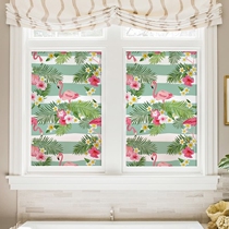 Tropical style glass sticker sliding door window sticker stained glass film sunscreen frosted electrostatic window paper